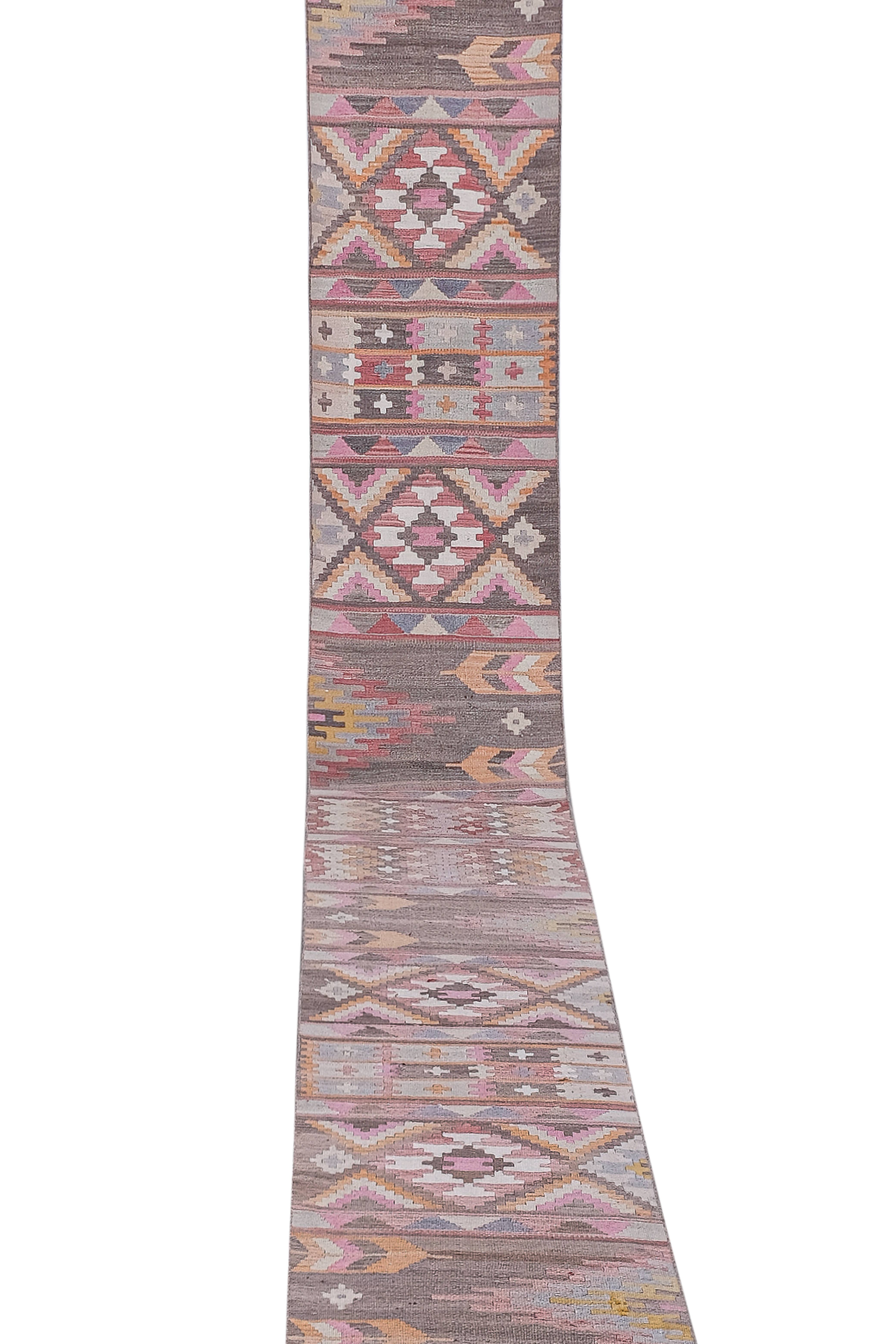 Vintage Turkish Kilim Runner 2'4'' x 23'4''