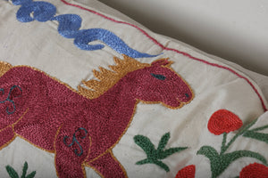 Horse Suzani Bedding Pillow Cover | 18'' x 59''