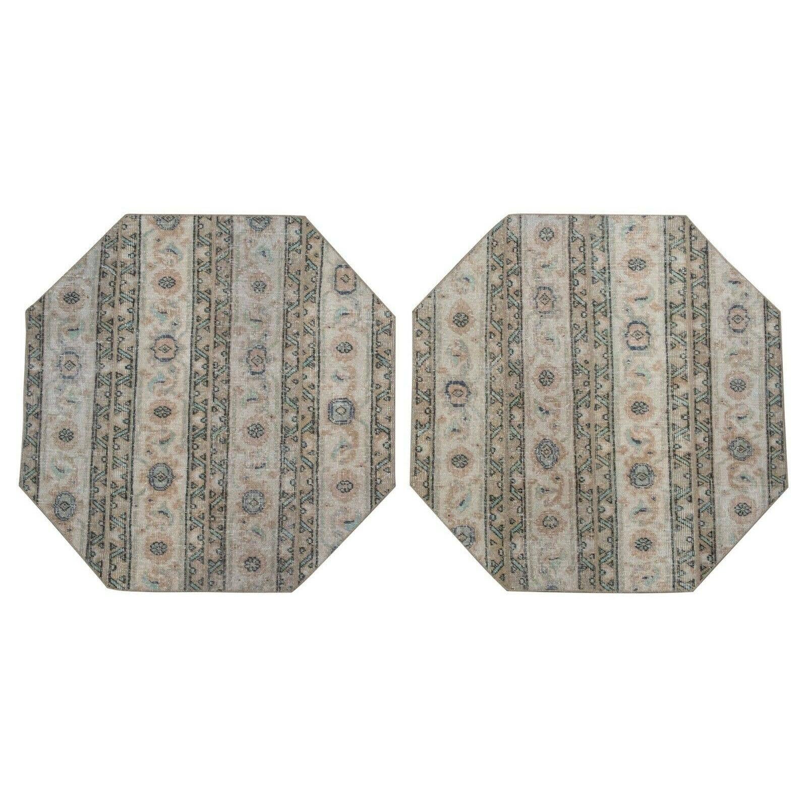 Vintage Turkish Yastik Rugs Set of 2 | 40'' x 41''
