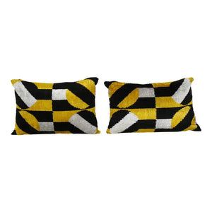 Silk Ikat Velvet Pillow Cover Set of 2 | 16'' x 24''