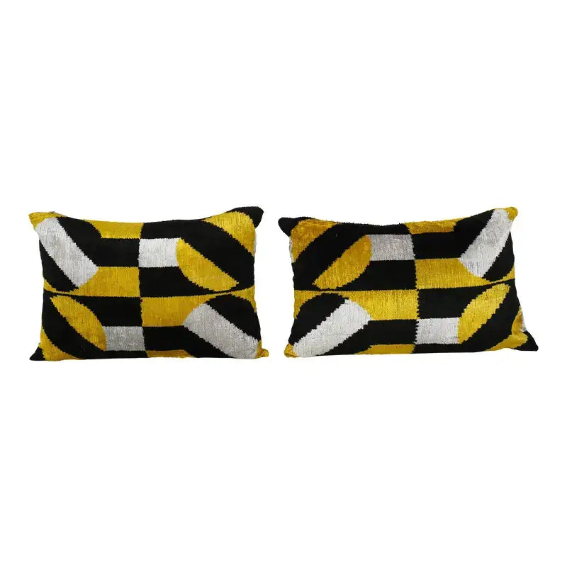 Silk Ikat Velvet Pillow Cover Set of 2 | 16'' x 24''