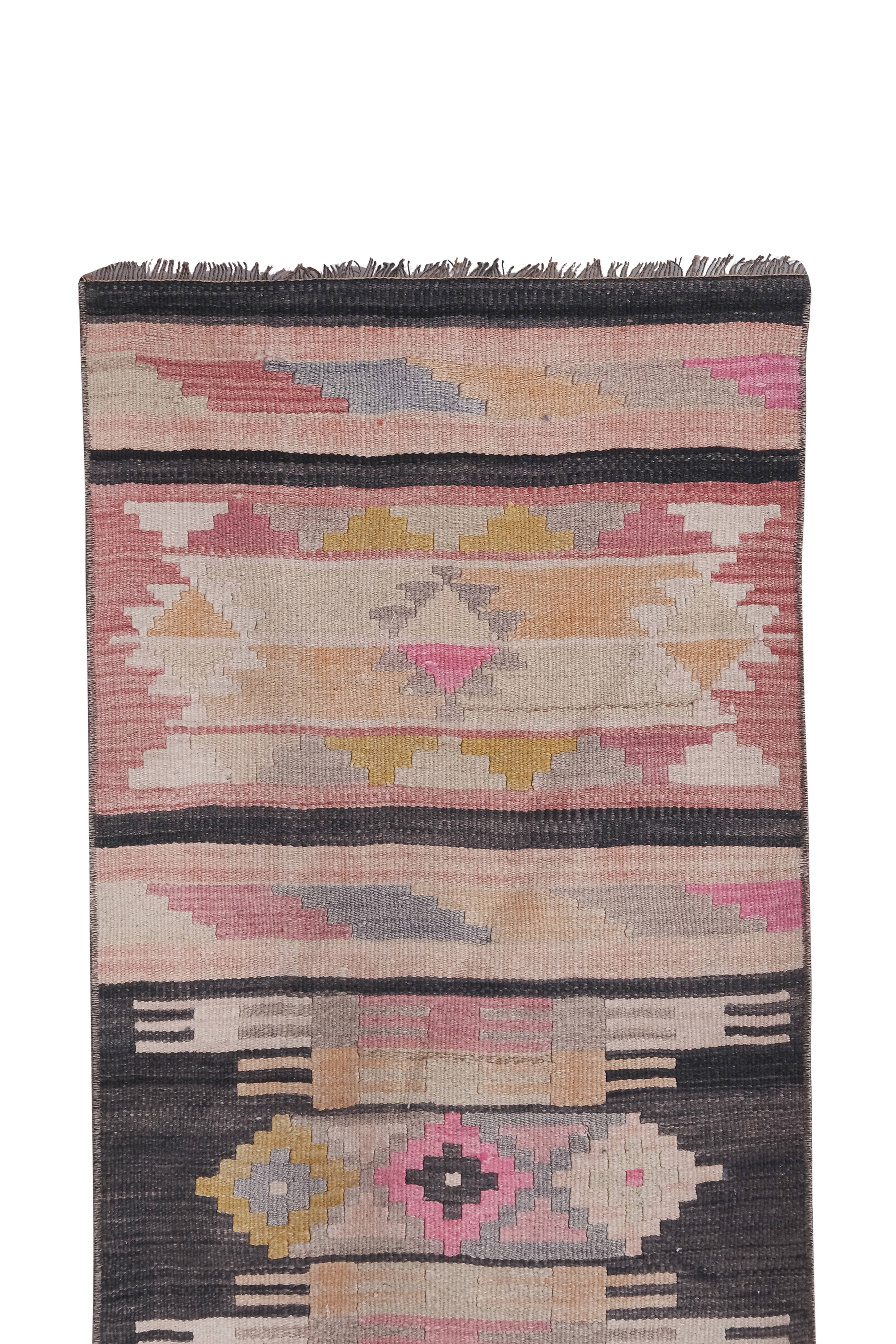 Vintage Turkish Kilim Runner 2'3'' x 22'2''