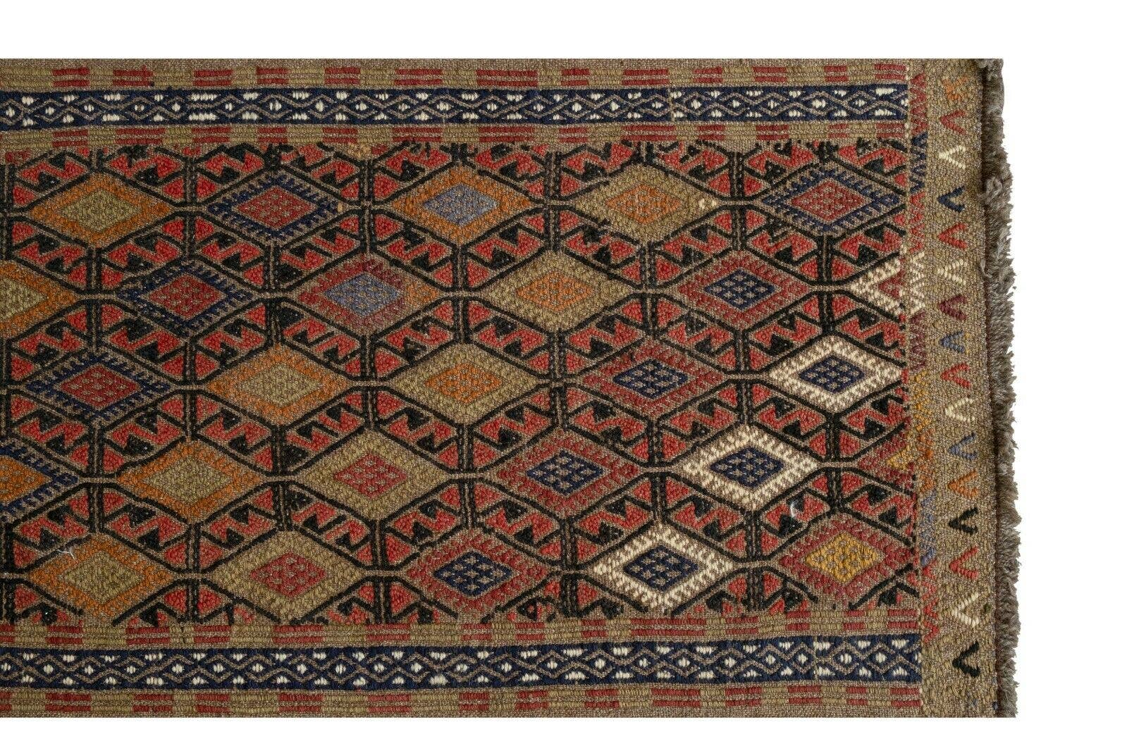 Vintage Turkish Kilim Runner 1'9'' x 13'