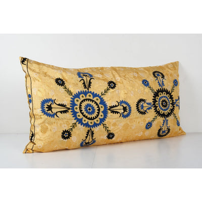 Body Pillow Fashioned from a Mid-20th Century Tashkent Suzani, Extra Long Samarkand Cushion 24'' x 43''