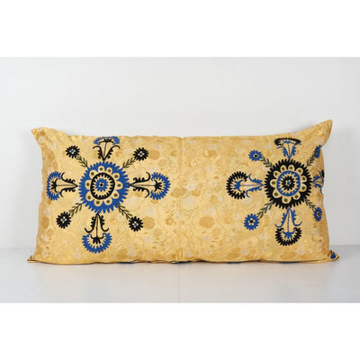 Suzani Body Pillow Fashioned from a Tashkent Suzani, Extra Long Samarkand Cushion Cover 23''x43''