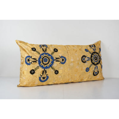 Suzani Body Pillow Fashioned from a Tashkent Suzani, Extra Long Samarkand Cushion Cover 23''x43''