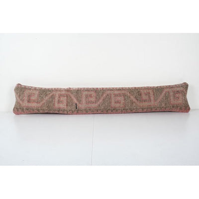 Pillow Case Fashioned from a Vintage Turkish Wool Cover, Mid-20th Century Anatolian Bed Carpet Cushion 8'' x 43''