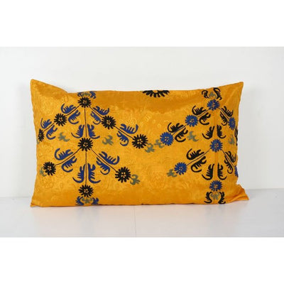 Tashkent Suzani Bedding Pillow Case Made from a 19th Century Suzani - Faded Yellow Uzbek Cushion Cover - Tribal Home Decor 24'' x 40''