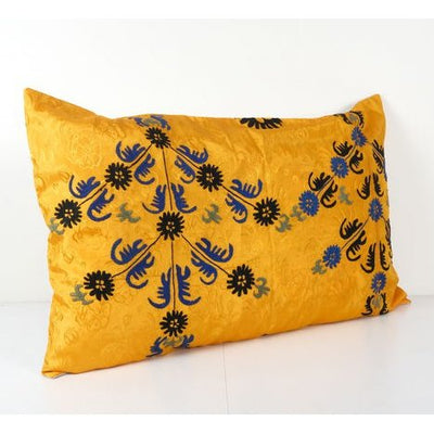 Tashkent Suzani Bedding Pillow Case Made from a 19th Century Suzani - Faded Yellow Uzbek Cushion Cover - Tribal Home Decor 24'' x 40''