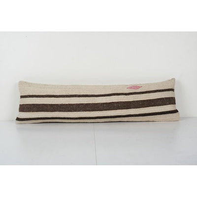 Bohemian Bedding Wool Kilim Pillow Cover Handmade Hippie Bed Pillow, Anatolian King Pillow, Shams Long Pillows for Bed 10'' x 33''