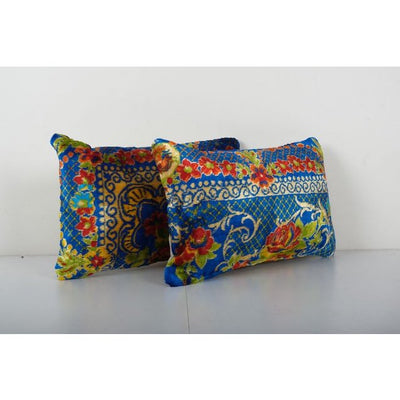 Decorative Pillows Covers, Set of Two Soft Velvet Silk Pillow, Lumbar Ethnic Cushion Cover 12'' x 19''