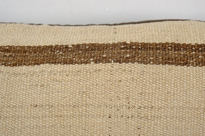 Striped Pillow Cases Fashioned Out of a Mid-20th Century Anatolian Kilim, Hemp Lumbar Kilim Pillow Cover, Rustic Anatolian Decor 17'' x 83''
