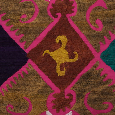 Uzbek Faded Bedding Suzani Cushion Cover, Suzani Pillow Case Made from a 19th Century Suzani, Uzbekistan, Lumbar Cushion Cover 16'' x 28''