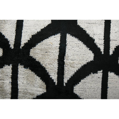 Ikat Velvet Pillow, Silk Lumbar Cushion Cover, Pair Black and Cream Boho Chic Pillow Cover 17'' x 24''