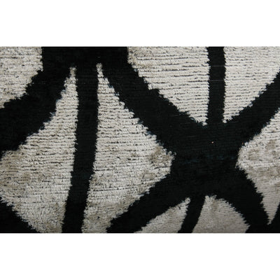 Ikat Velvet Pillow, Silk Lumbar Cushion Cover, Pair Black and Cream Boho Chic Pillow Cover 17'' x 24''
