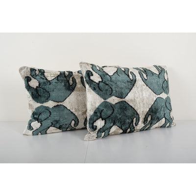 Elephant Pattern Silk Ikat VelvetPillow Cover - Unique Home Decor Cushion with Exquisite Detailing and Soft Texture