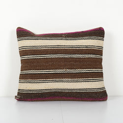 Square Handwoven Striped Kilim Hemp Cushion, Bohemian Hemp Pillow Cover 14'' x 16''