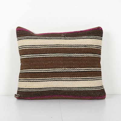 Square Handwoven Striped Kilim Hemp Cushion, Bohemian Hemp Pillow Cover 14'' x 16''