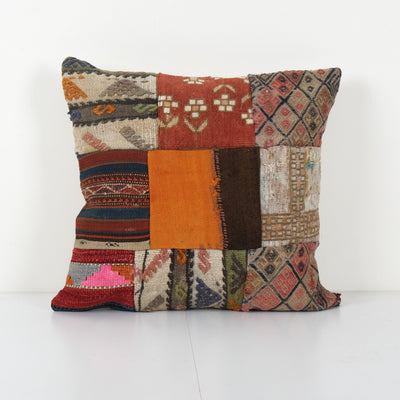 Hand Embroidery Cushion Cover, Kurdish rug Pillow Case, Home Decoration pillow, oversize Patchwork Pillow 20'' x 20''