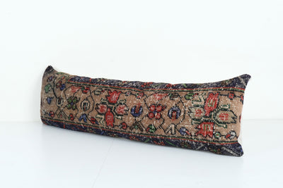 Organic Wool Outdoor Turkish Bedding Carpet Pillow Covers, Faded Red Vintage Oushak Cushion Cover Tribal Pillows Sofa Art 11'' x 40''