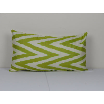 Yellow Cotton Ikat Pillow Cover, Traditional Handwoven Ikat Cushion Cover 10" x 18"