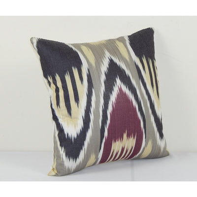 Square Colorful Ikat Cushion Cover, Handloom Ethnic Home Decor Cushion 12" x 12"
