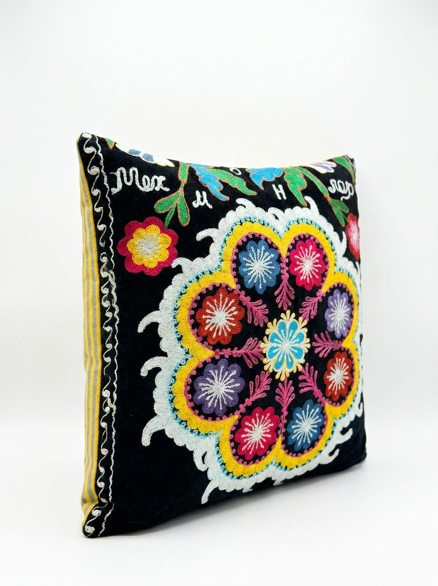 Uzbek Suzani Pillow Cover 17'' x 18''