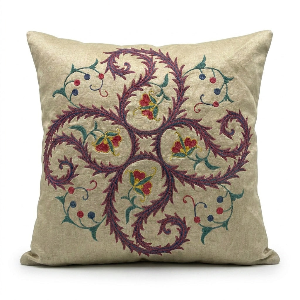 Uzbek Suzani Pillow Cover 18'' x 18''