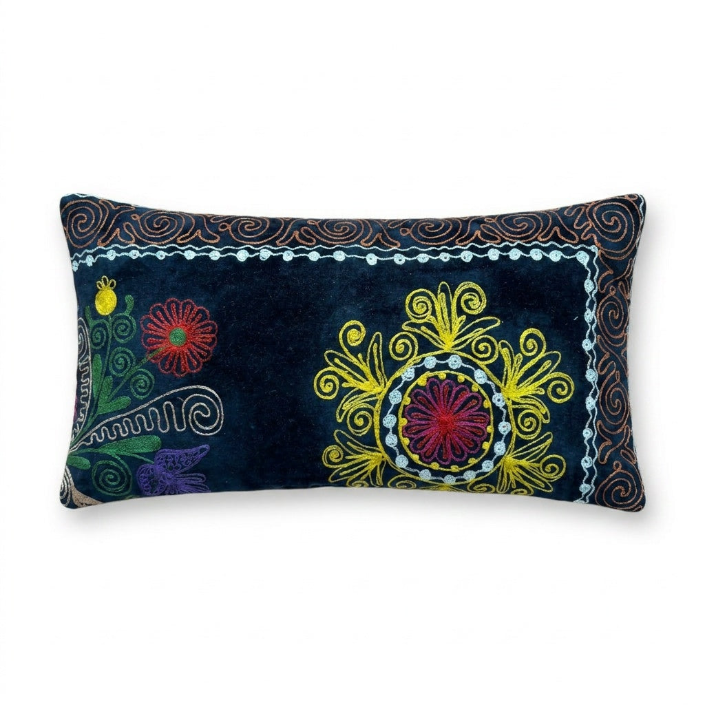 Uzbek Suzani Pillow Cover 11'' x 20''