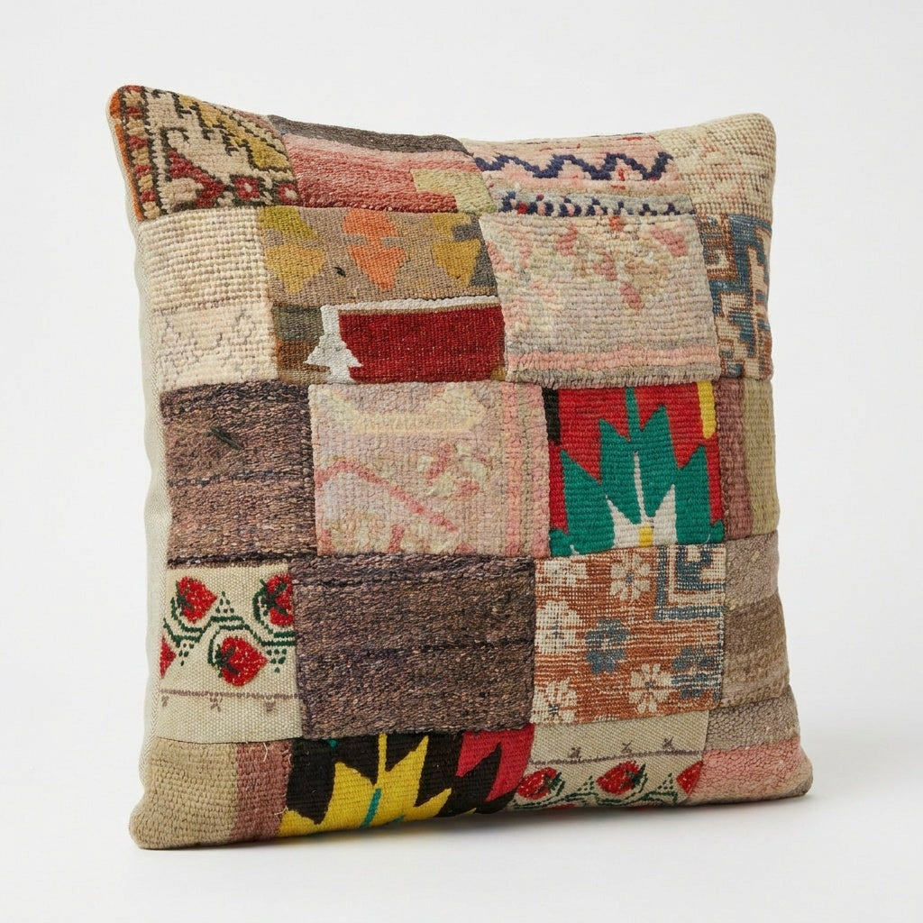 Turkish Patchwork Kilim Pillow Cover 19'' x 20''