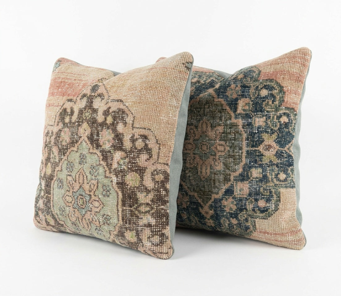 Rug Pillow Cover Set of 2 | 20'' x 20'' - Left