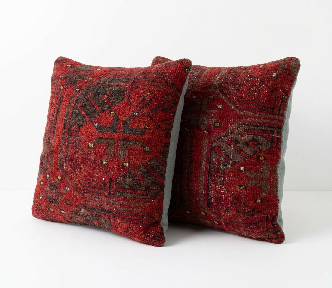 Rug Pillow Cover Set of 2 | 15'' x 15'' - Left
