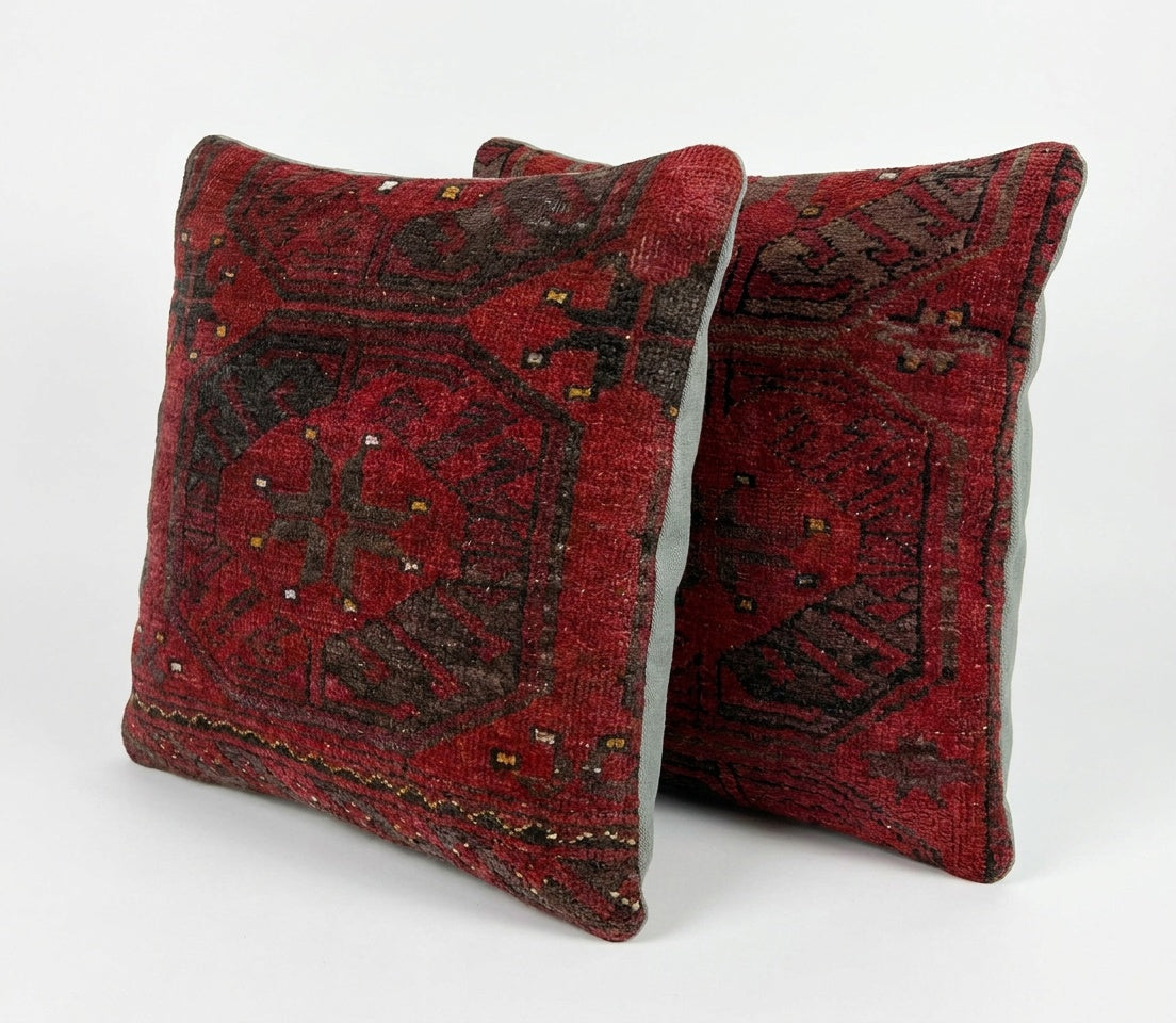 Rug Pillow Cover Set of 2 | 15'' x 15'' - Left