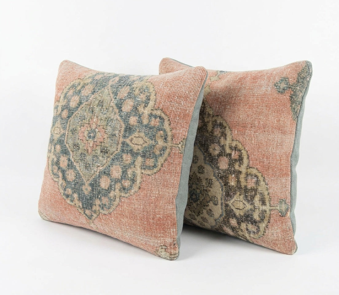 Rug Pillow Cover Set of 2 | 24'' x 24'' - Left