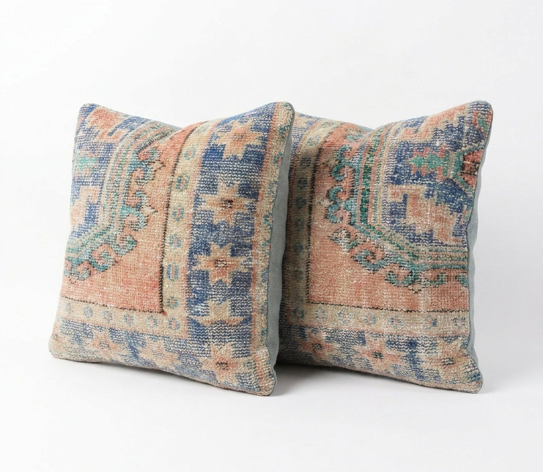 Rug Pillow Cover Set of 2 | 24'' x 24'' - Left