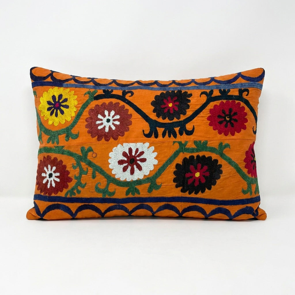 Uzbek Suzani Pillow Cover 18'' x 26''