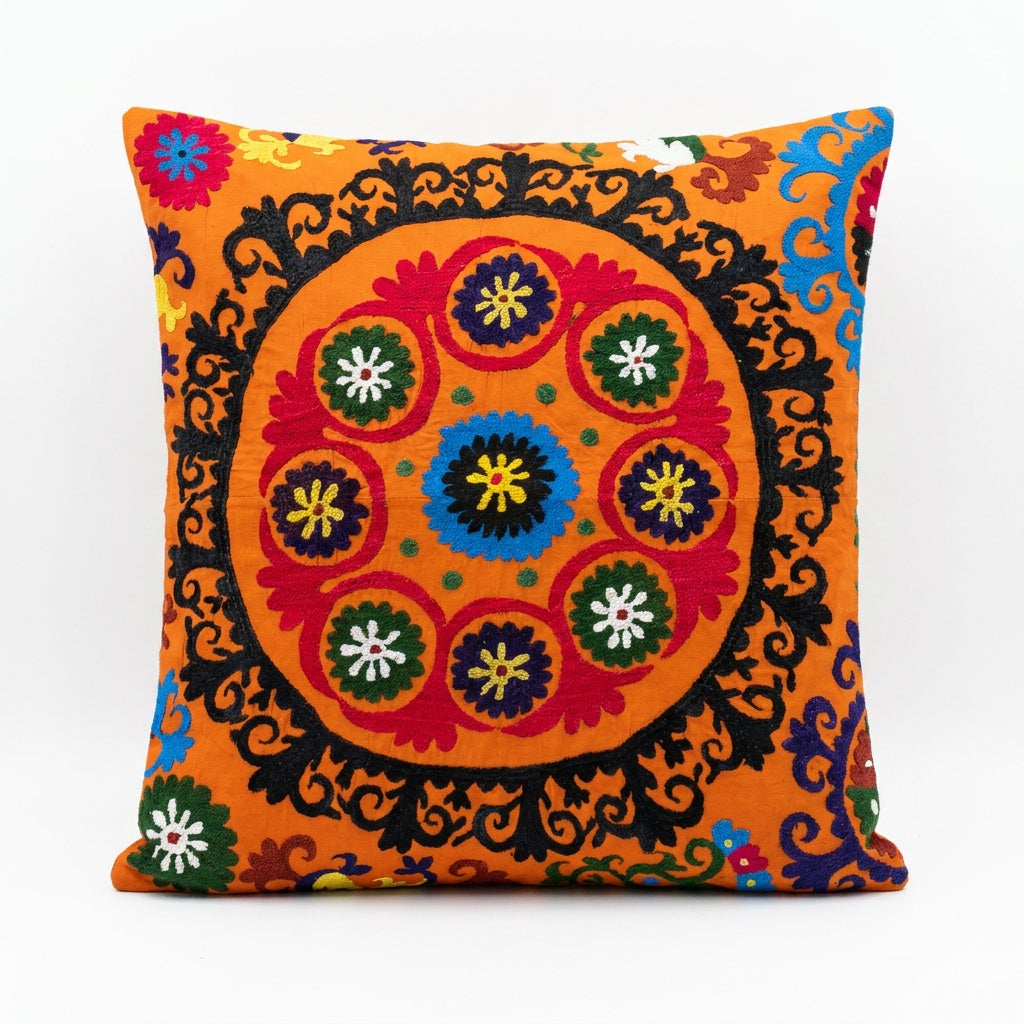 Uzbek Suzani Pillow Cover 27'' x 30''