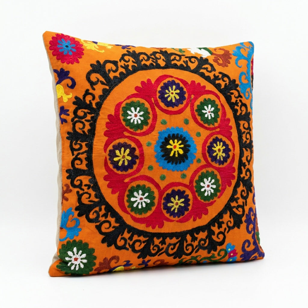 Uzbek Suzani Pillow Cover 27'' x 30''