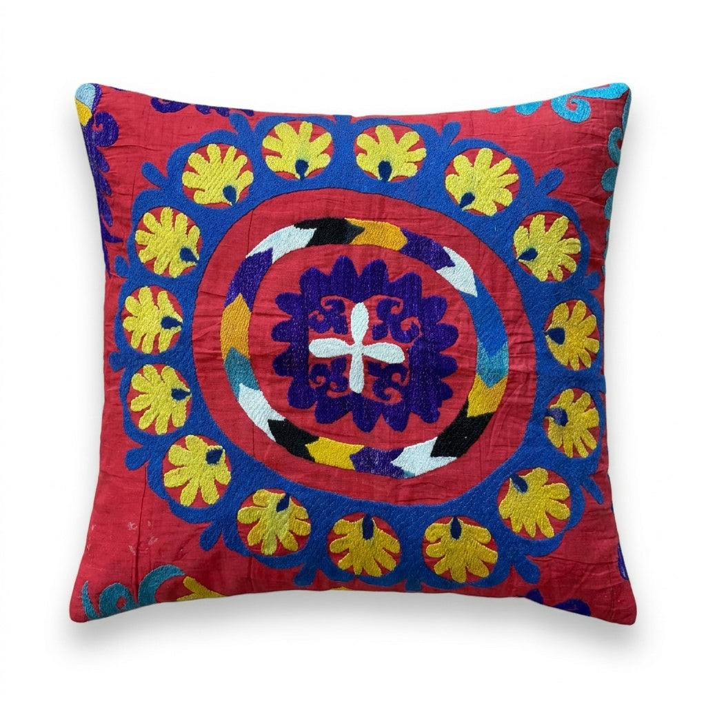 Uzbek Suzani Pillow Cover 19'' x 21''