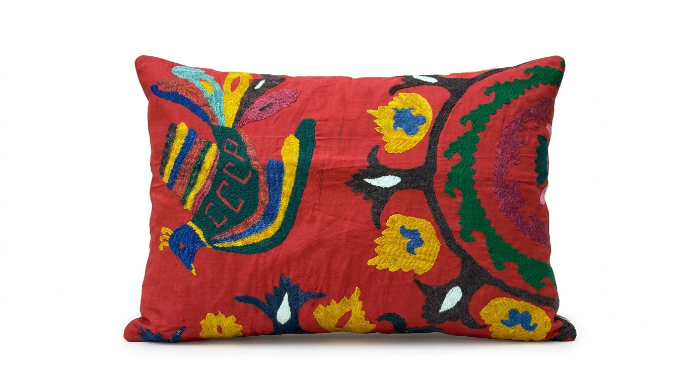 Uzbek Suzani Pillow Cover 19'' x 24''