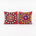 Uzbek Suzani Pillow Cover Set of 2 | 21'' x 22''