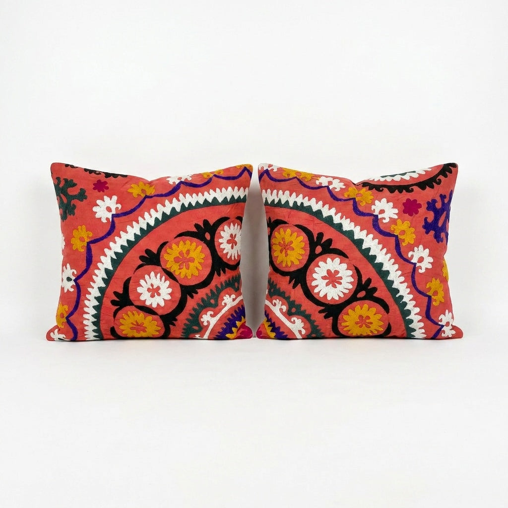 Uzbek Suzani Pillow Cover Set of 2 | 20'' x 23''
