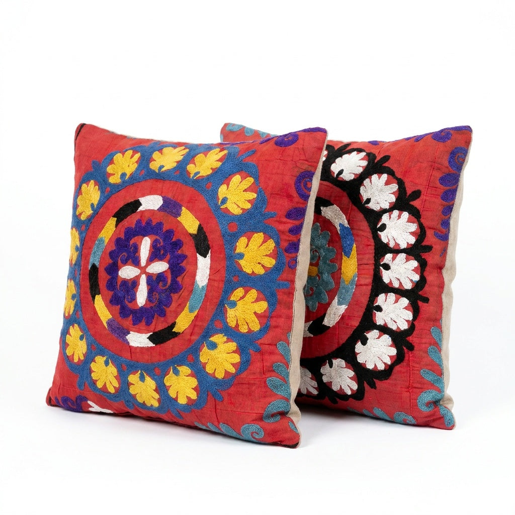 Uzbek Suzani Pillow Cover Set of 2 | 20'' x 20''