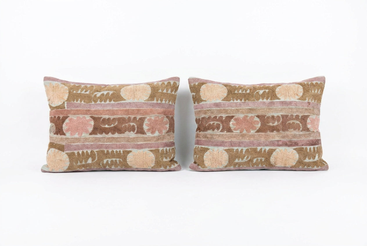 Uzbek Suzani Pillow Cover Set of 2 | 21'' x 25''