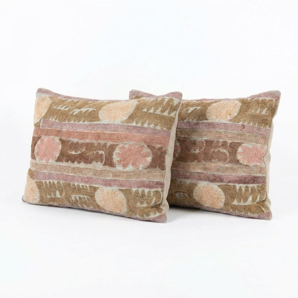 Uzbek Suzani Pillow Cover Set of 2 | 21'' x 25''
