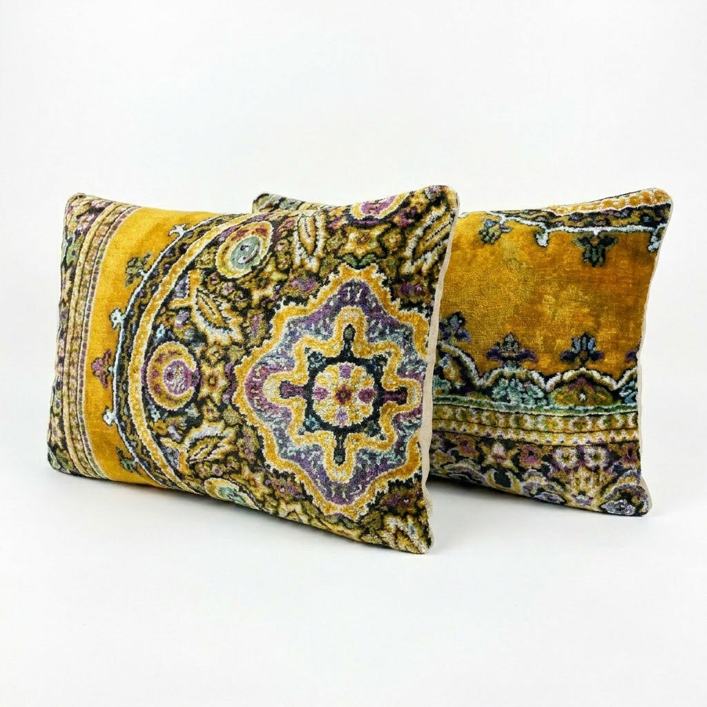 Uzbek Velvet Pillow Cover Set of 2 | 15'' x 24''