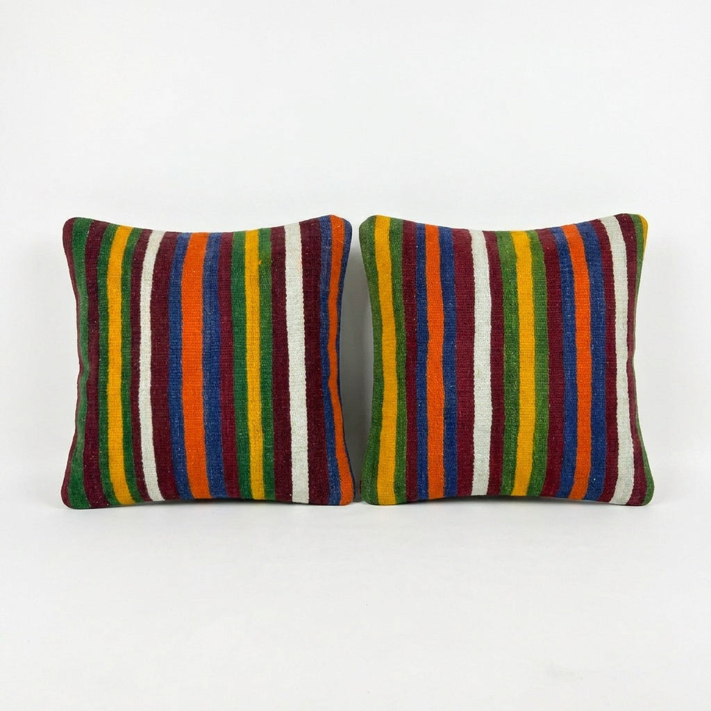 Turkish Kilim Pillow Cover Set of 2 | 19'' x 19''