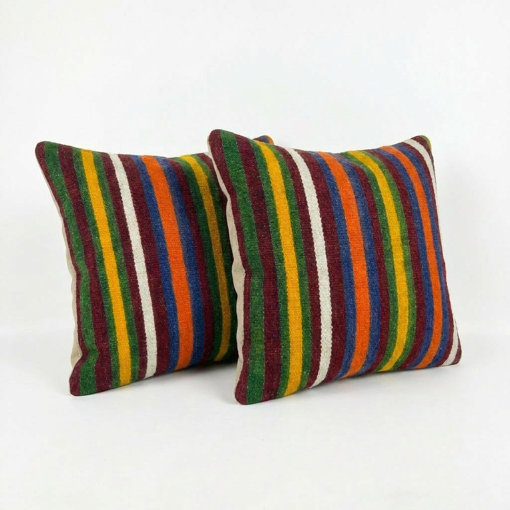 Turkish Kilim Pillow Cover Set of 2 | 19'' x 19''