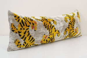 Tiger Silk Ikat Velvet Pillow Cover | 16'' x 44''