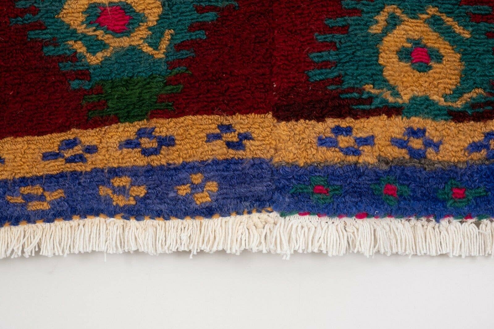 Vintage Checkered Turkish Shaggy Tulu Rug 43'' x 52''